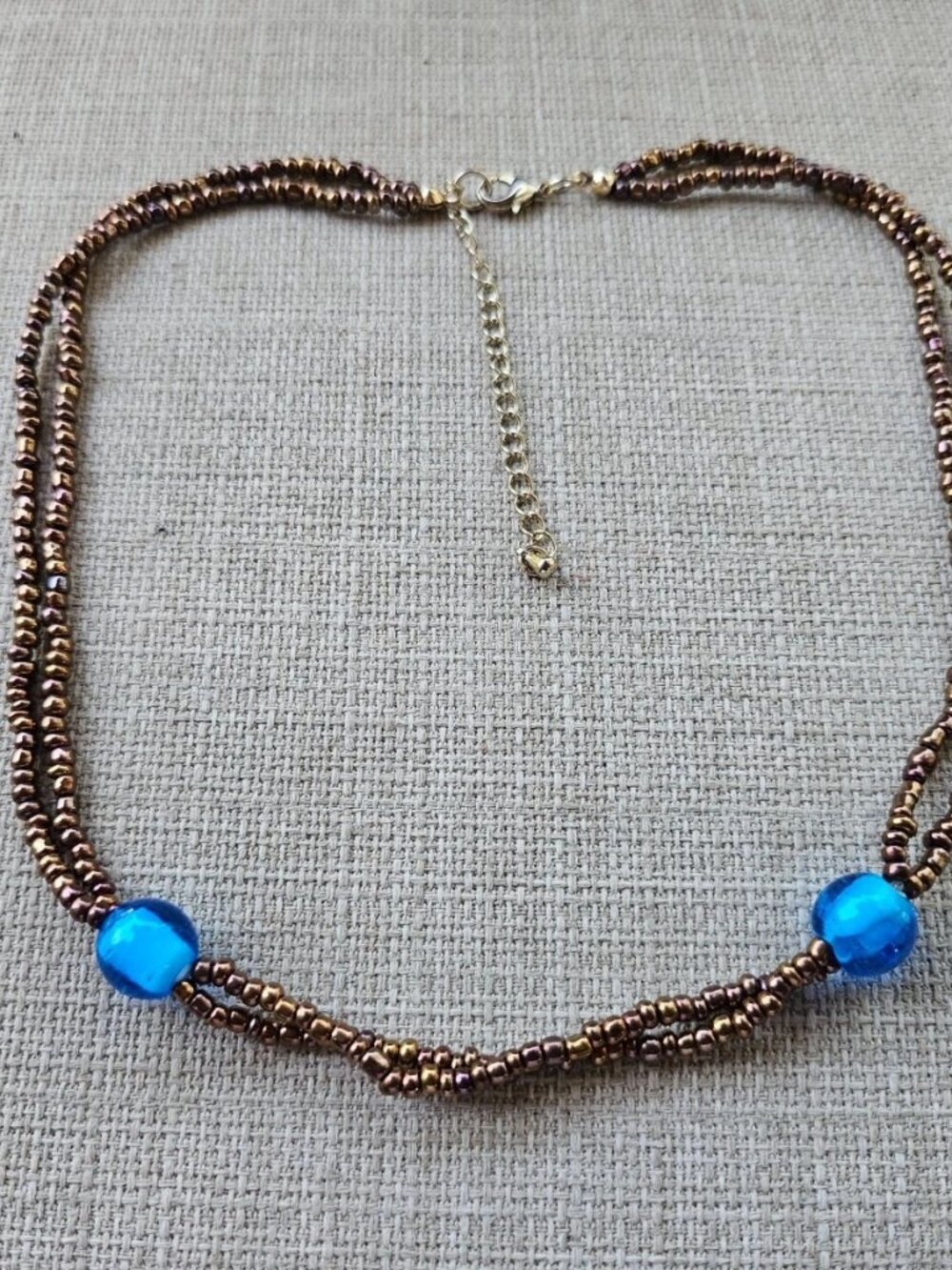 Vintage Necklace Brown Beaded Necklace Double Layered Fashion Jewelry Necklace - Picture 9 of 11